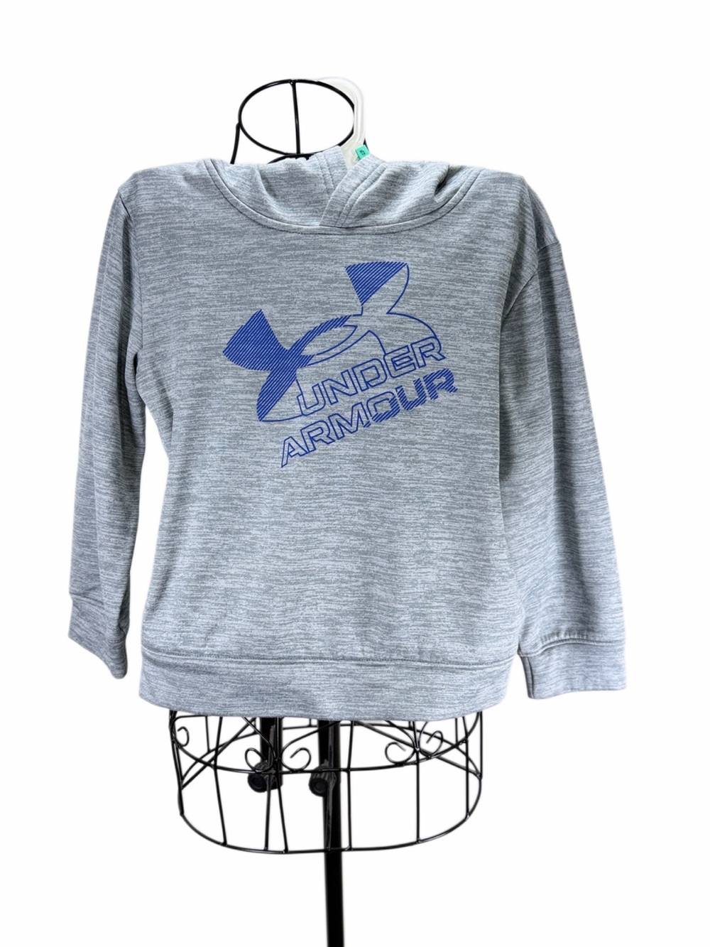 Under Armour Kids Gray Hoodie with Blue Logo Graphic